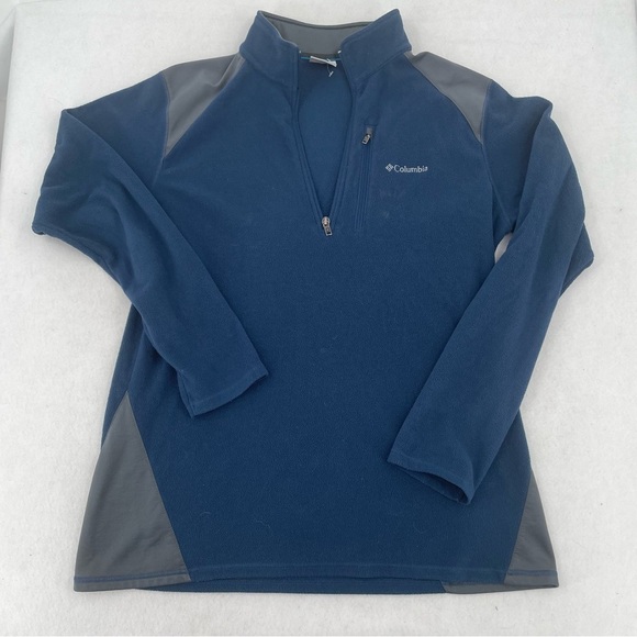 COLUMBIA Men’s Pullover 1/4 Zip Performance Fleece Blue/Grey size: Large - Picture 1 of 8